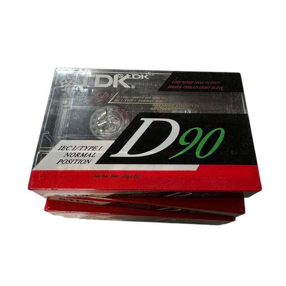 LOT OF 5 TDK D90 blank audio cassette tapes 90 minutes high output NEW SEALED - Picture 2 of 4